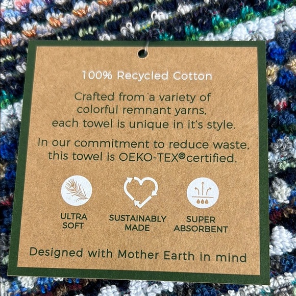 Deborah Connolly Bath Towel Set Striped Blue and Green 100% Cotton 2 Pc Set NEW - Picture 7 of 7